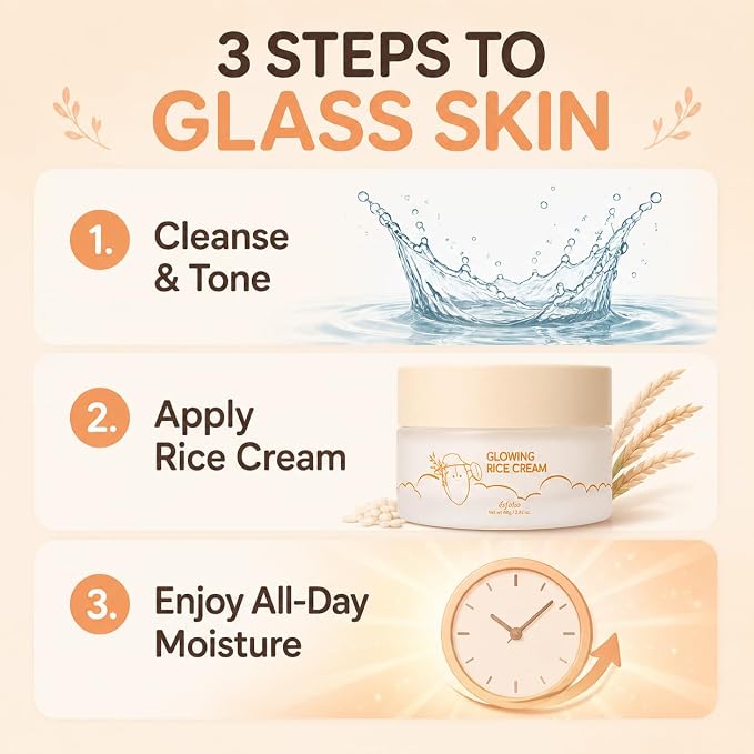 esfolio made in Korea Rice Facial Cream 2.82 oz (80 g) Daily Moisturizing Face Cream with Rice Extract, Lightweight and Smooth Texture, Facial Skin Care Moisturizer for Morning and Evening Use