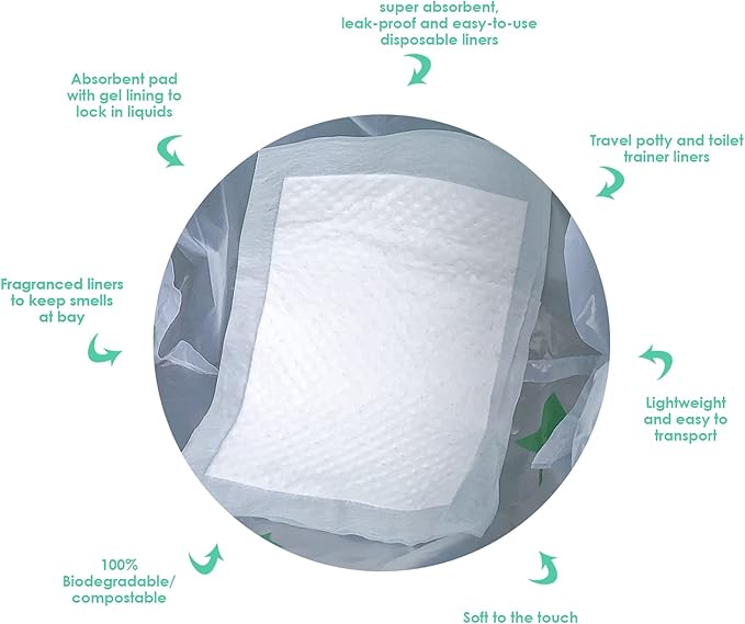 Potty Chair Liners, Portable Disposable Potty Liner Bags for Universal Potty Training Toilet Seat, Toddler Outdoors Travel Baby Toilet Liners - 30 Pack
