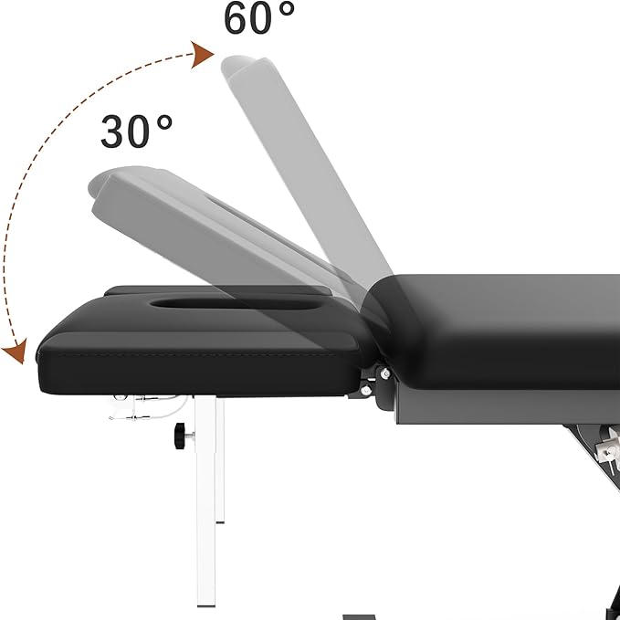 Professional Electric Massage Table, 2 Motors Hydraulic Electric Lift Adjustable Waist and Height Lifting Functions for Treatment/Physical Therapy/Spinal Massage/Facial Spa/Waxing/Tattooing - Black