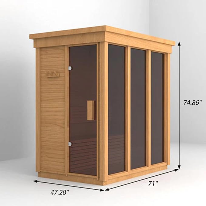 Smartmak Customized Outdoor Steam Sauna, 4-8 Person Canadian Hemlock/Red Cedar Wood Sauna Room, Traditional Saunas with 220V ETL-Certified Heater, Backrest Headrest, Rocks, Light Included, 195℉