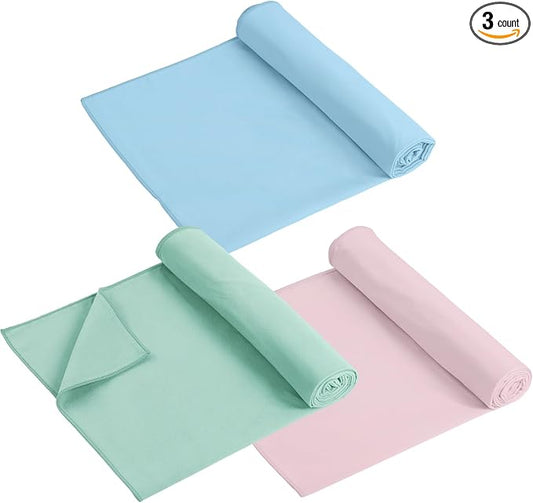 Breling 3 Pack 26"x73" Hot Yoga Mat Towel Pack Non-Slip Yoga Mat Gym Sweat Absorbent Microfiber Towel for Pilates Workout Women Men