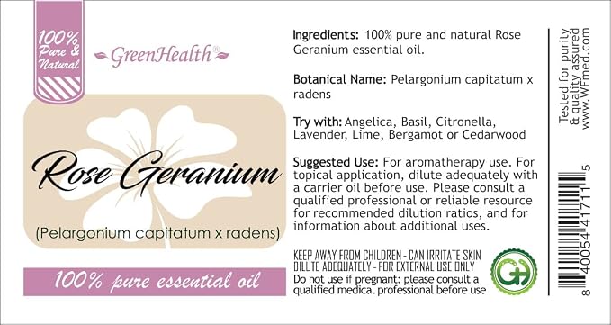 Rose Geranium Essential Oil - 1 fl oz (100% Pure & Uncut) - GreenHealth