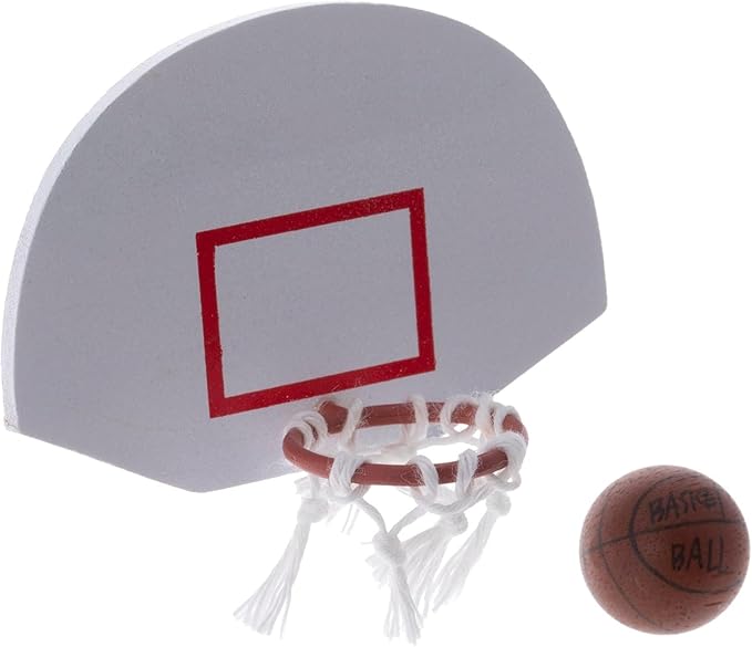 Dollhouse and Craft Miniatures - Miniature Basketball Goal & Ball - 2 Count - Scale 1:12