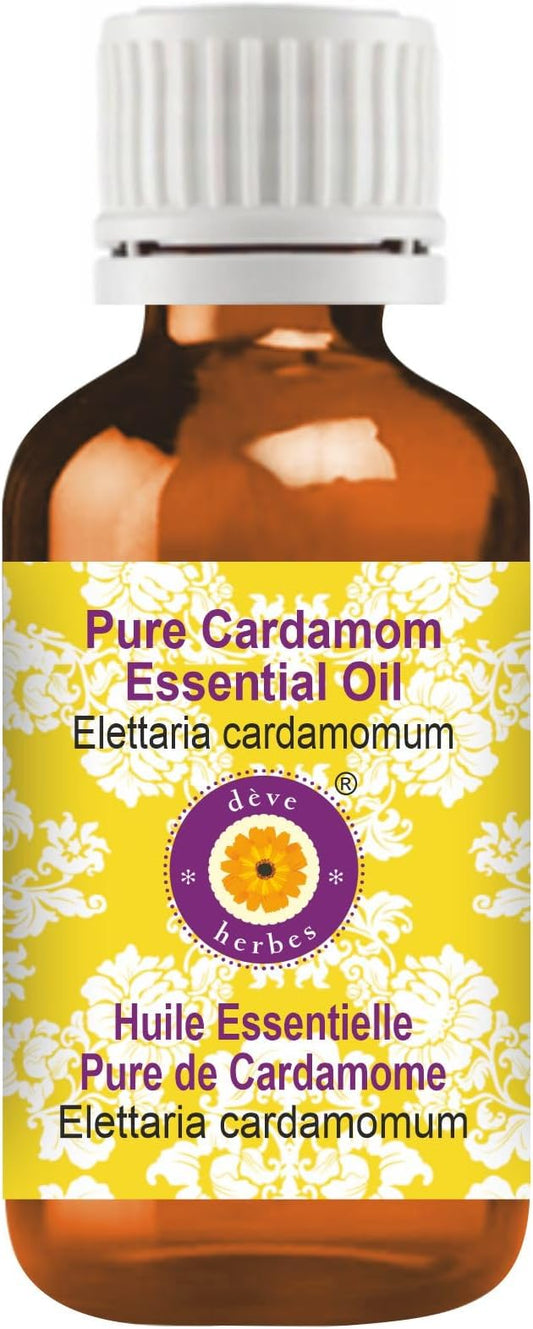 dève herbes Cardamom Essential Oil (Elettaria cardamomum) Pure | Non-Sticky | Non-Greasy | Lightweight | Men & Women | All Skin Types | Steam Distilled 5ml (0.16 oz)