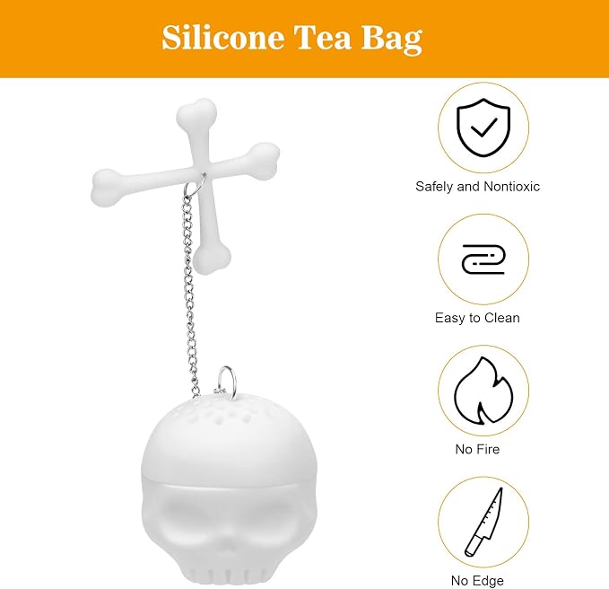 Leaf Tea Infuser, Silicone Tea Strainer, Coolrunner 2 Pcs Tea Bones Skull Tea Filter Diffuser for Loose Leaf Leaves, Mugs and Teapots