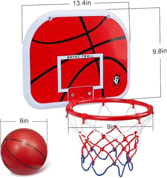Indoor Basketball Hoop Set for Kids Adults, Mini Over The Door Hoop Set with 4 Balls for Dormitory Home Office, Upgarde Wall Mount Basketball Goal Sport Game for Boys Teen