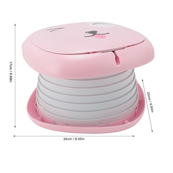 Semme Portable Foldable Travel Potty with Storage Bag Ideal for Car Camping Travel Lightweight Proof Cartoon Design for Easy Use (Pink)
