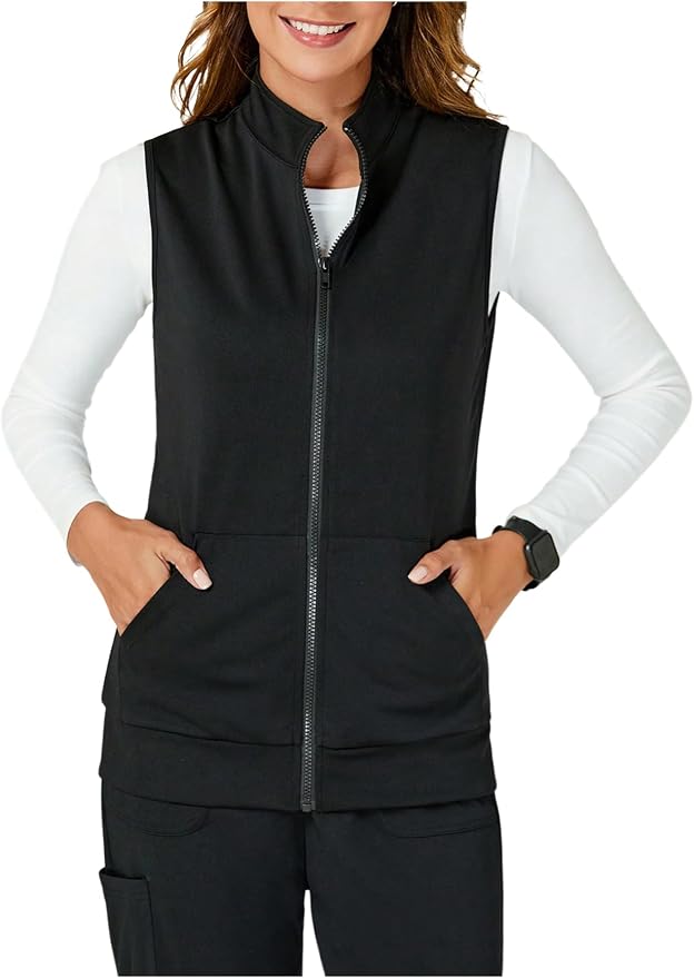 SOLY HUX Womens Zip Up Lightweight Vests Jackets Scrubs with Pockets | Casual, Sleeveless, Spring, Summer