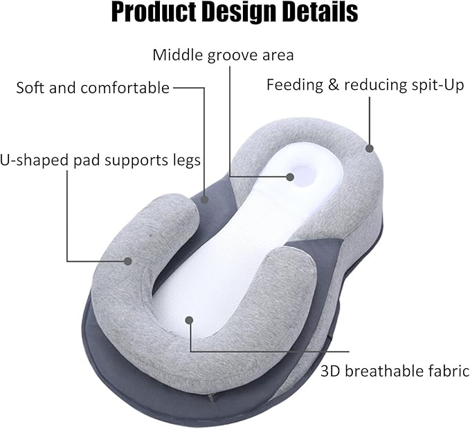 Baby Wedge Pillow for Newborn, Adjustable Wedge Baby Breastfeeding Lounger Perfect for Reducing Spit-Up