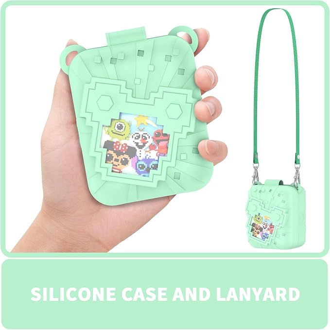 Soft Silicone Case for Bitzee Disney Interactive Toy Digital Pet, Shockproof and Protective Carrying Case for Bitzee Disney Virtual Electronic Pets with Lanyard (Mint Green)