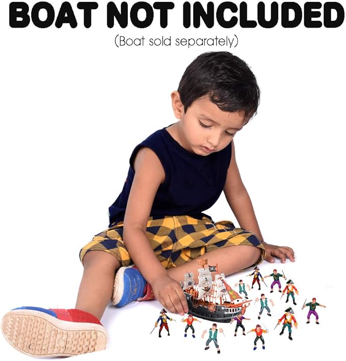 ArtCreativity Pirate Action Figures - Pack of 12 - Pirate Plastic Figures in Assorted Poses - Fun Pirates Figurines Party Favors and Prizes for Kids Ages 3-5 5-7