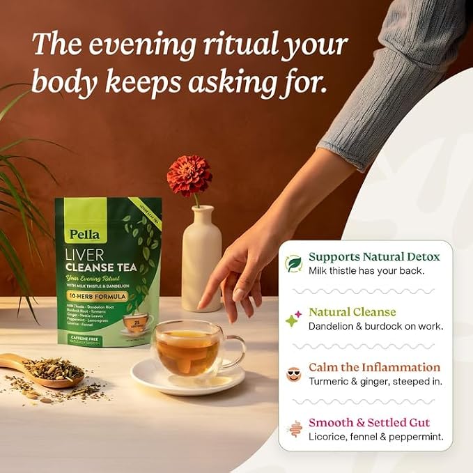 Liver Cleanse Tea – 10-Herb Formula with Milk Thistle Dandelion Burdock Turmeric Ginger Nettle Leaves Peppermint Lemongrass Licorice & Fennel – Vegan Kosher Caffeine-Free Loose Leaf Tea – 25 Servings