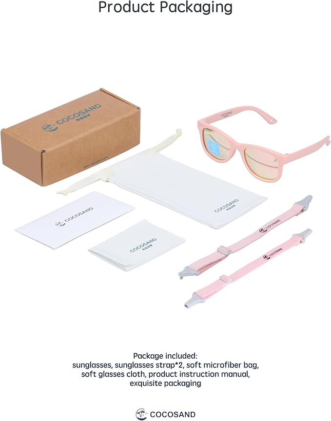 COCOSAND Flexible Baby Sunglasses with Strap Polarized UV Protection for Toddler Infant Newborn Boy Girl Age 0-24 Months