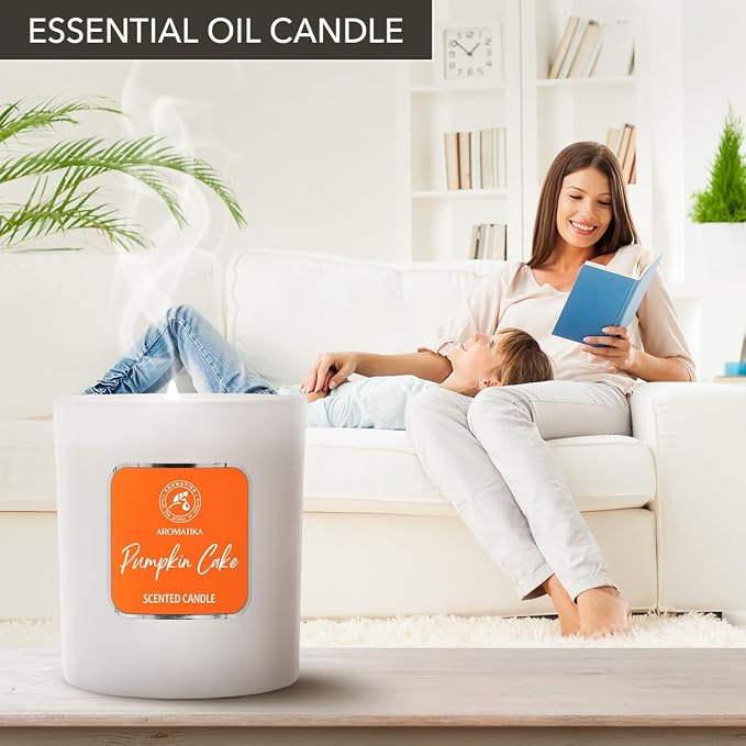Scented Candle Pumpkin Cake - Soy Wax 6.8 Oz - Home Scented Aroma - Aromatherapy - Relax Scent - Air Freshener - Glass Candle Gift - Idea for Mother's Day - Birthday - Christmas