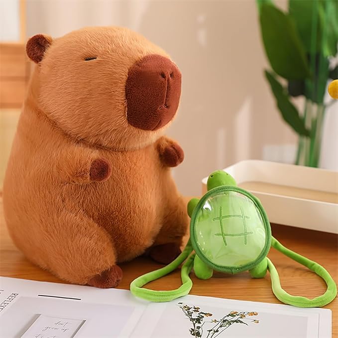 Capybara Plush Toy, Cute Stuffed Animals Kawaii Capibara Plush Pillow Christmas Birthday Easter Valentine's Day Gift for Kids Boys Girls (9" Turtle Capybara)