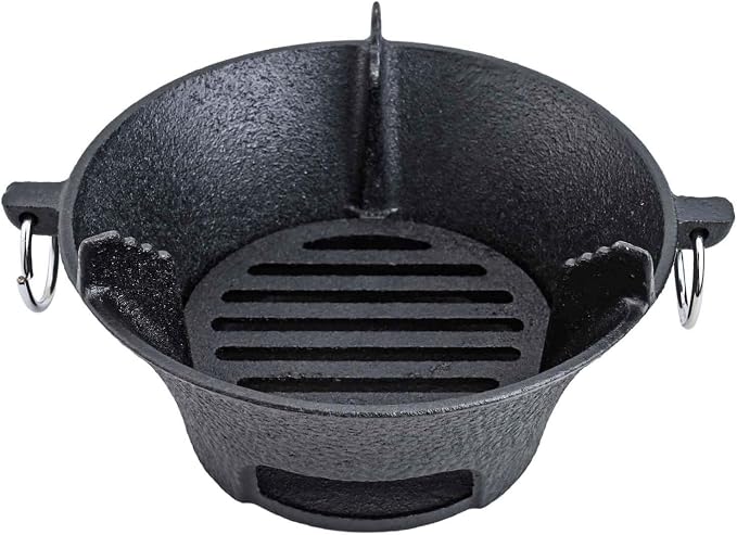 Cast Iron Charcoal Stove, Thick Base for Even Heat, Portable Korean BBQ Grill for Camping and Outdoor Picnics(19.5cm)