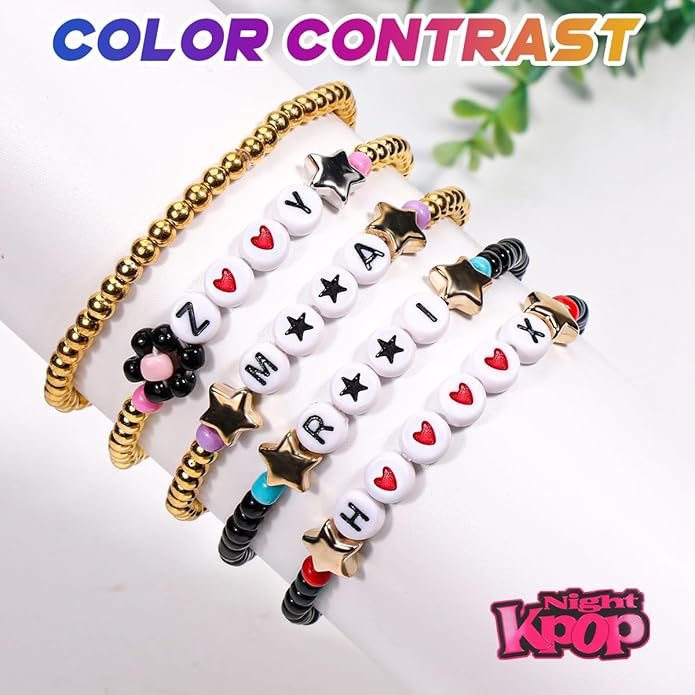 AICase for Korea-Pop Merch Toys Gifts Cosplay Bracelets 5 Pcs Stackable Stretch Beaded Bracelets Birthday Decorations Costume Outfit Jewelry Gifts for Fans Women Christmas Stocking_1
