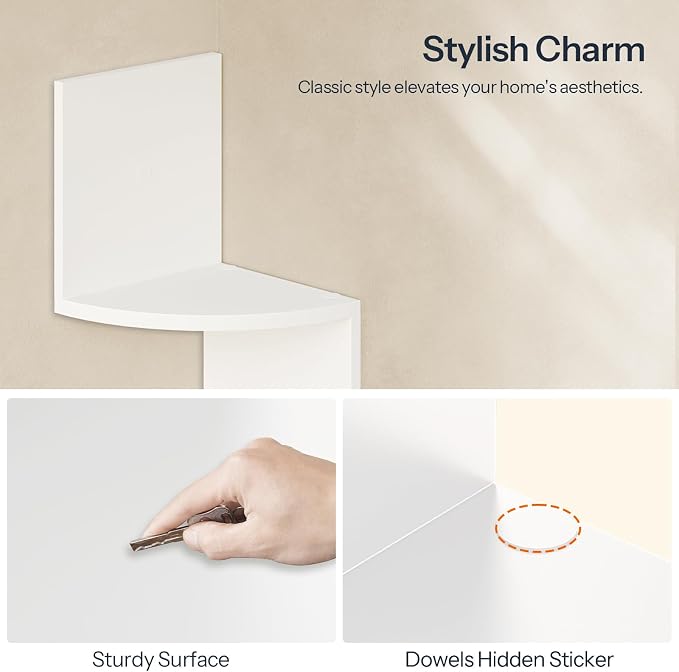 HOOBRO Corner Shelf Wall-Mounted, Set of 2 Floating Corner Shelves for Wall, 5-Tier Corner Bookshelves for Living Room, Bedroom, Bathroom, Home Office, White WT26BJP201