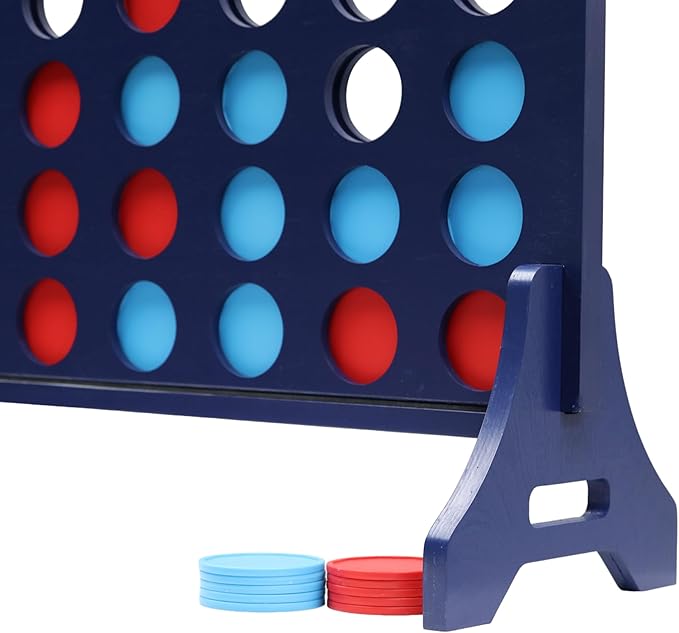 Tailgating Pros Premium Navy Giant Four in a Row with Carrying Case - Jumbo Oversized Outdoor Yard Game - Connect Multiple Pucks in a Row to Win - Many Puck Colors Available!