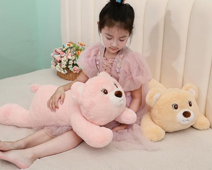 XMV 26 inch 5 lbs Bear Weighted Stuffed Animals, Large Weighted Plush Animal, Cute Plush Toy Pillow, Soft Bear Plushie Gifts for Adults, Kids, Boys and Girls(Light Pink)