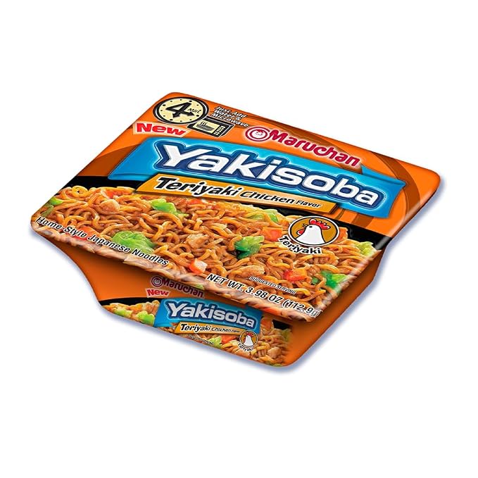 Maruchan Yakisoba, Teriyaki Chicken Flavor – Stir-Fried Japanese Instant Ramen Noodles, High Protein Microwavable Meal – 3.98 Oz. (8 Pack)