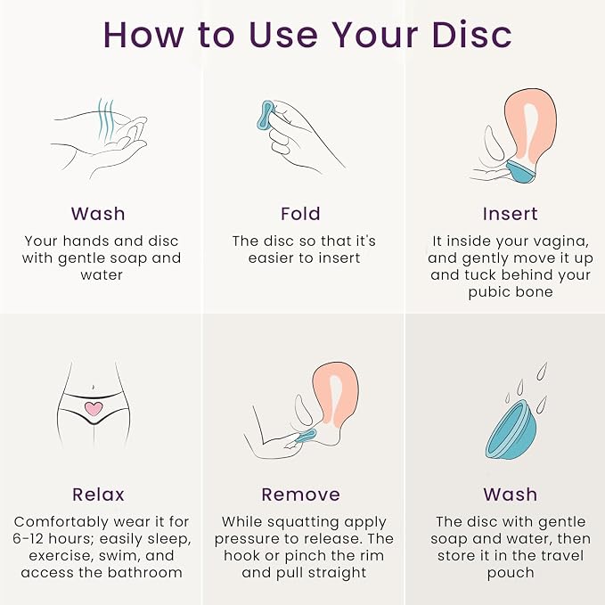 Ecoblossom Menstrual Disc - Set of 2 Reusable Period Discs - Premium Design with Soft, Flexible, Medical-Grade Silicone + 1 Storage Bag (1 Small + 1 Large)