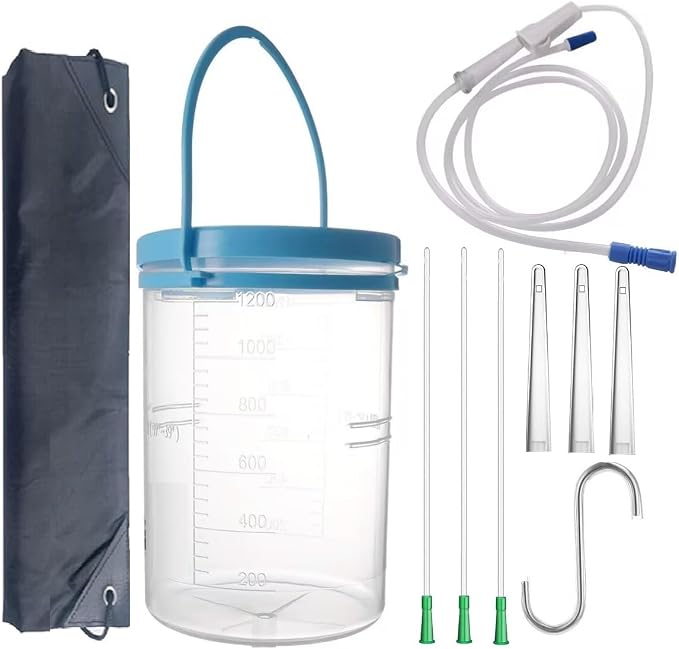 Enema Bucket Kit for Colon Cleansing with 6Pcs Enema Nozzle Tips Colon Tube Replacement, Coffee Enema kit for Constipation Detox 6ft Silicone Tubing Hose Home Shower Enema Intestinal Rinser Irrigator