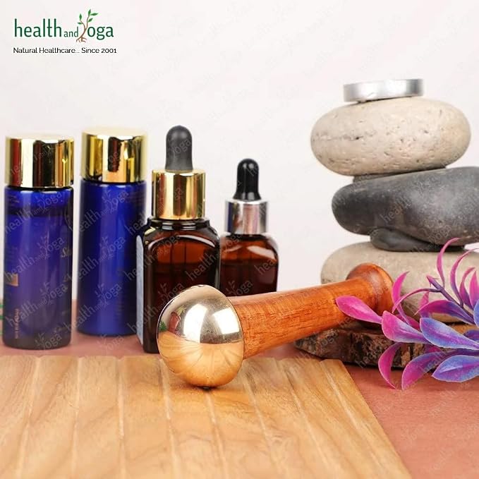 HealthAndYoga™ BronzEase Kansa Foot Massager - Kansa Wand Ayurveda Benefits of Bronze - Massage Wand to Restore Luster Through Detoxification (Stick - Smooth)