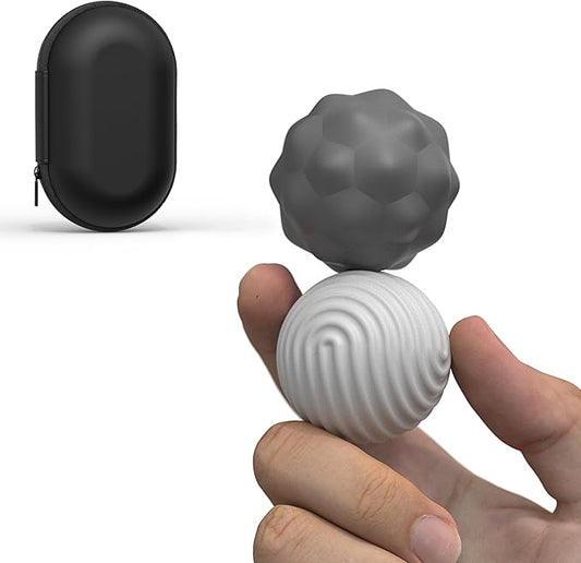 Large Magnetic Fidget Ball Toys for Adults, 2Pcs Soft Silicone Fidget Magnets, Silent Fidget Toys for Adults Ages, Textured Magnetic Balls & Stress Relief Desk Office Toys (Grey, Extra Large)
