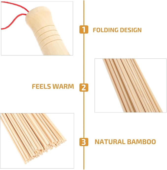 FOMIYES 2Pcs Bamboo Massage Sticks for Back, Neck, Shoulder, and Legs - Ergonomic Design, Lightweight, Portable Self Massage Tools