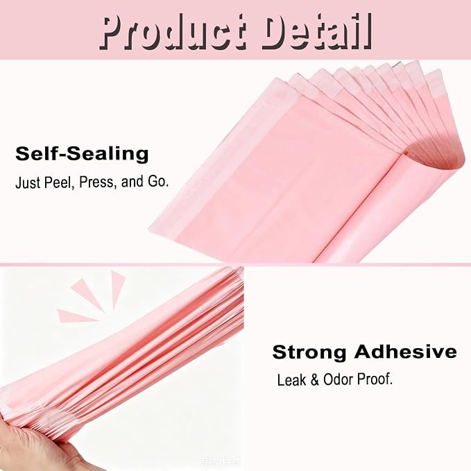 100 PCS Sanitary Napkin Disposal Bags, Self-sealing, Odor-proof, Rectangular, Plastic, 12“ x 6.7” Bags for Feminine Hygiene, Personal Waste, or Pet Waste (Pink)