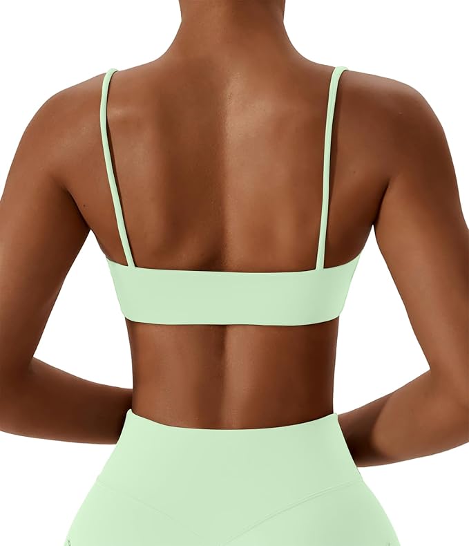 Comper Women's Sports Bras Wirefree Racerback Workout Bras Sexy Thin Straps Yoga Sport Bras with Removable Pads