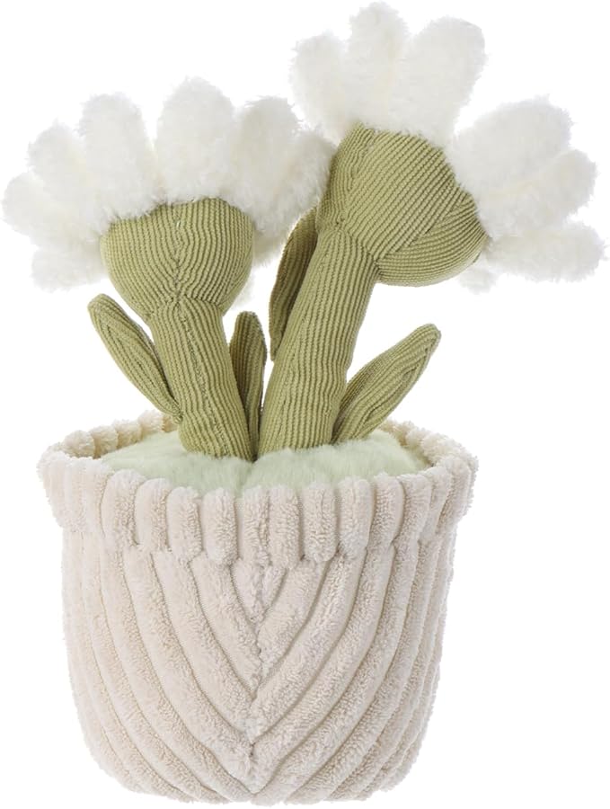 Apricot Lamb Soft Daisy Plant Plush Toy, Stuffed Green Pot, Kawaii Plushie for Kids 10 Inches