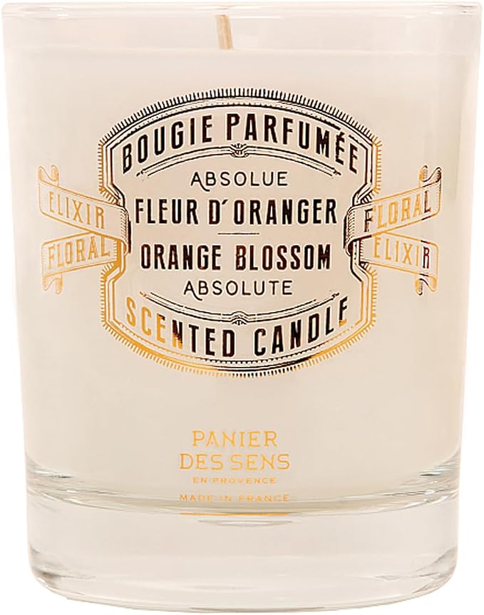 Panier des Sens Orange Blossom Long-Lasting Scented Candle, 6.3 oz | Hand-Poured In Provence | Up To 55 Hours Burn Time | 100% Natural Cotton Wick | Long-Lasting French Home Fragrance