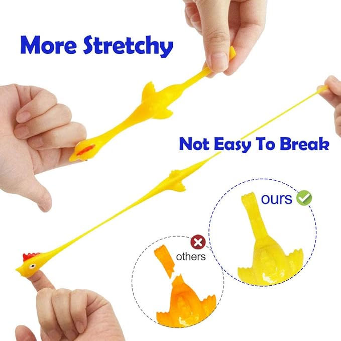 Slingshot Chicken Rubber Chicken Flick Chicken Flying Chicken Flingers Stress Gag Toys, Rubber Chicken Slingshot Funny Christmas Stuffers Easter Chicks Novelty Gifts for Kids (Yellow 10 Pcs)