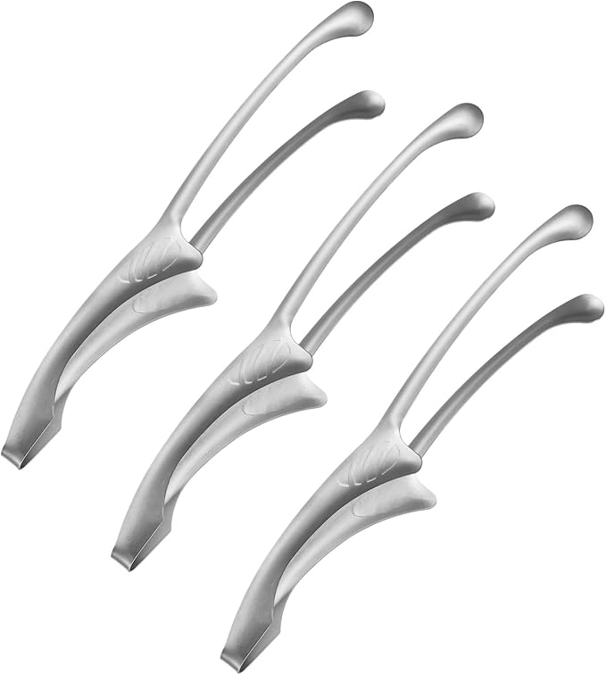 M METERXITY 3 Pcs Korean and Japanese BBQ Tongs 11.5 Inch Barbecue Tongs 304 Stainless Steel Kitchen Self-Standing Grill Non-Slip for Grill/Salad/Camping/Cooking [Silver]