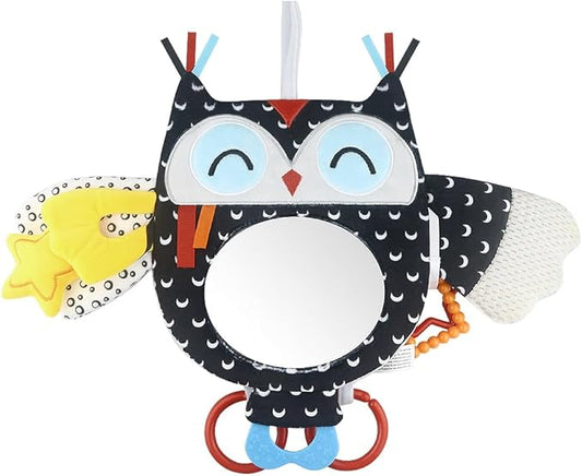 Caterbee Baby Black and White Toy with in-Sight Car Mirror for Hanging car seat, Stroller, Crib, High Contrast Baby Toys for Neborn Tummy time (White&Black)