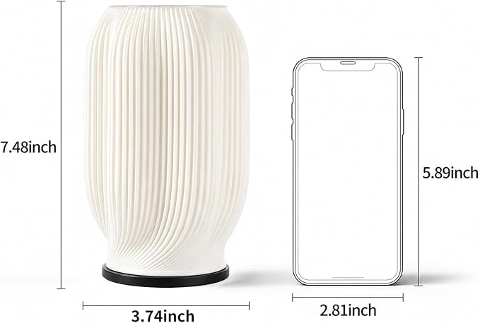 White Vase for Flowers - Small Vase with Lighting 16 Colors for Centerpieces, Modern Vases for Home Decor, Coffee Table, Living Room, Dining Table, Farmhouse, Bedroom (USB Plug in Corded)