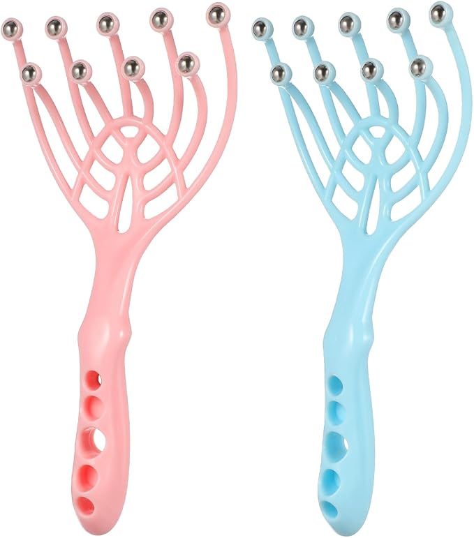 2 Pack Scalp Massager Handheld 9 Claw Head Massage Tool Manual Scalp Massager Brush for Head Neck Shoulder Relaxation Portable Massage Roller for Home Office Spa