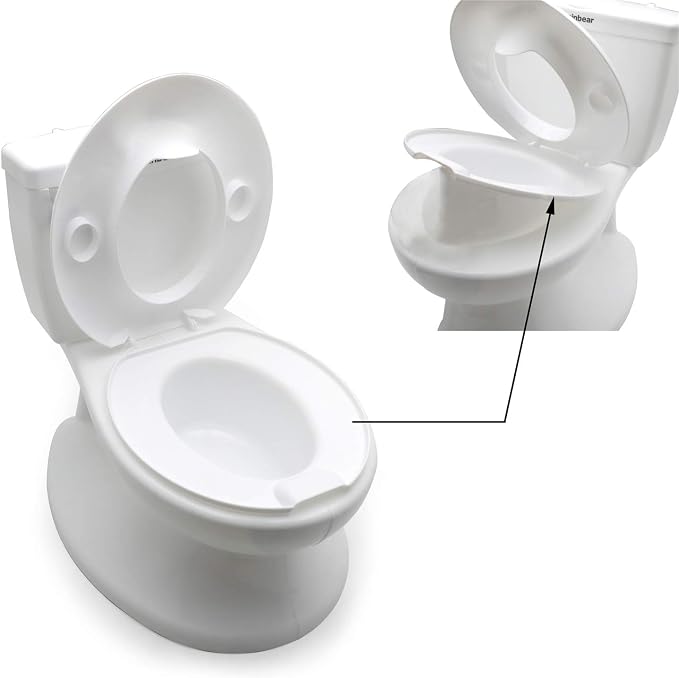 HongK- Portable Potty Training Toilet with Life-Like Flush Button & Sound for Toddlers Kids, White [P/N: ET-BABY004-WHITE]