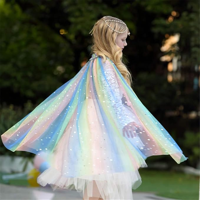 FKKFYY Rainbow Cape Cloak for Girl Princess