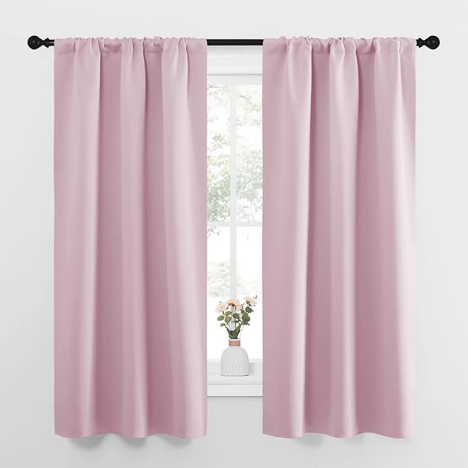 NICETOWN Bedroom Curtains, Room Darkening Draperies Window Curtain Panels, Thermal Insulated Room Darkening Curtains (Lavender Pink, 2 Panels, W34 x L63)