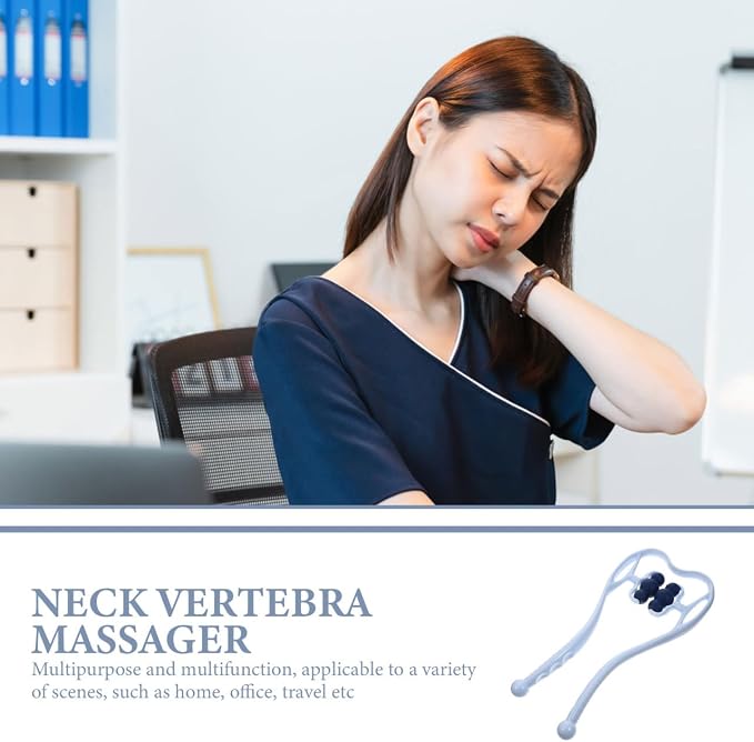 Neck Massager for Neck and Shoulder Shiatsu Deep Tissue Dual Trigger Point Roller for Pain Relief Ergonomic Handle Design Lightweight Portable Handheld Tool Suitable Legs Waist and Shoulder