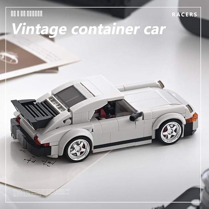 PB8816 1:32 Turbo Sports Car Buliding Blocks Set, 343 Pieces MOC Super Racing Model Kit with Display Container, Clamping Blocks Toy Gift for Adults