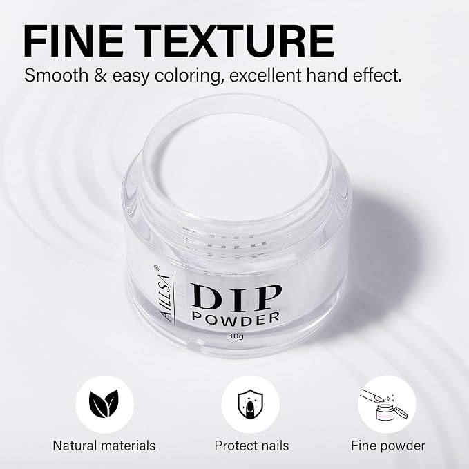 AILLSA Milky White Dip Powder Nude Nail Dipping Powder | Translucent Jelly Dip Powder Colors for DIY Manicure Salon at Home Easy to Use Neutral Nail Dip Powder (1 Oz)