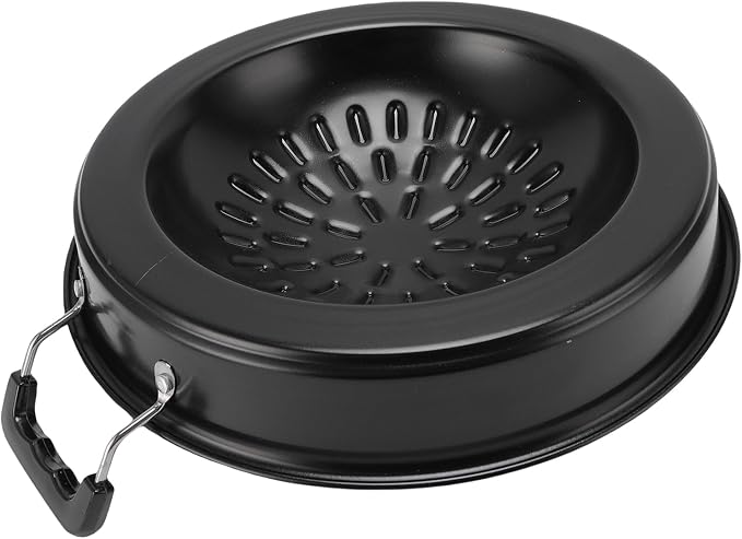 Asixxsix Thai Korean BBQ Grill Pan, Aluminum BBQ Grill Topper, 2 in 1 Non Stick Smoke Steak Grill Charcoal Pan Pork Hot Pot, Even Heating Barbecue Grill Plates, Camping BBQ Pan (30cm/11.81in Black)