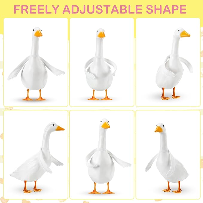Abbylike Poseable Goose Wings for 23”- 28" Porch Lawn Goose Outfit Accessories Poseable White Wings for Outdoor Patio Yard Lawn Art Decoration(1 Pcs,Wavy Edge)