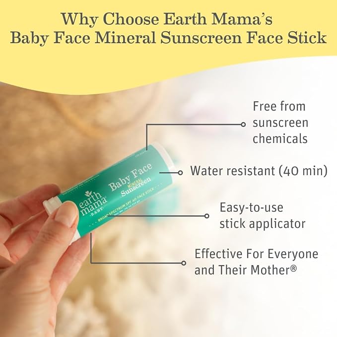 Earth Mama Baby Mineral Sunscreen Lotion & Face Sunscreen Stick Set SPF 40 - Non-Nano Zinc - Broad Spectrum for Babies, Kids & Family - Water Resistant Sun Protection