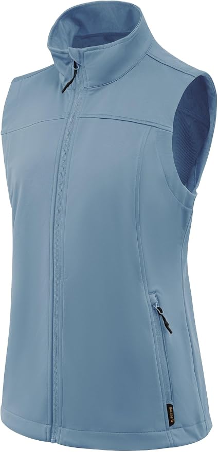baleaf Women's Lightweight Running Vest Sleeveless Softshell Jacket | Windproof; Breathable; Water Resistant; 2 Zipper Pockets; Stand Collar; Great for Running, Hiking, Camping and Travelling