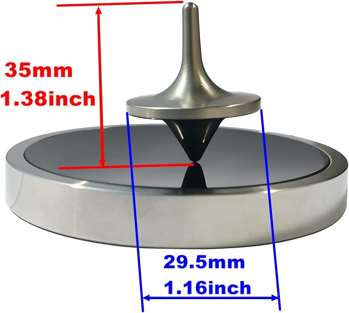 Metal Spinning top Stainless Steel Machining Surface Classic Shape Lead-Free (Spin Time 2-3 Minutes) (only Spinning top)